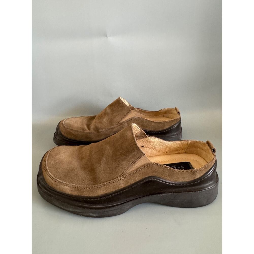 Vtg Y2K Kenneth Cole Reaction Shoe Size 43 Suede Chunky Lug Sole Slip On Clog